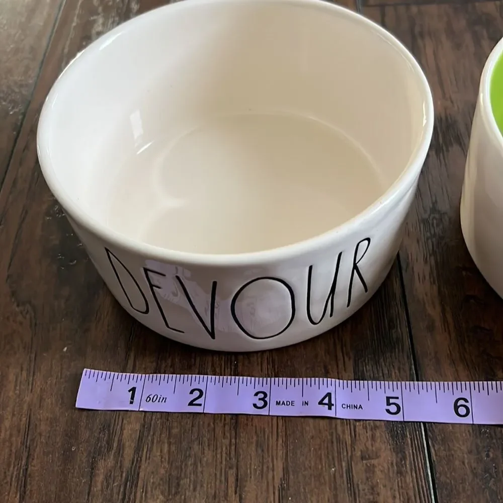 Rae Dunn Devour and Munch Pet Dish / bowl both like new never used for pet food
